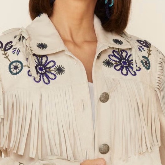 Double D Ranch leather fringe Dunway Jacket embroidered concho RTL $1095 S NWOT - Picture 5 of 16